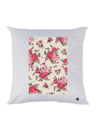 Florals Printed Throw Pillow polyester White/Red/Pink 30x30cm