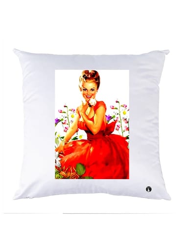 Printed Pillow Polyester White 30x30cm