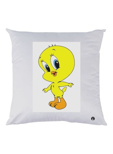 Cartoon Printed Pillow White/Yellow/Orange 30x30cm