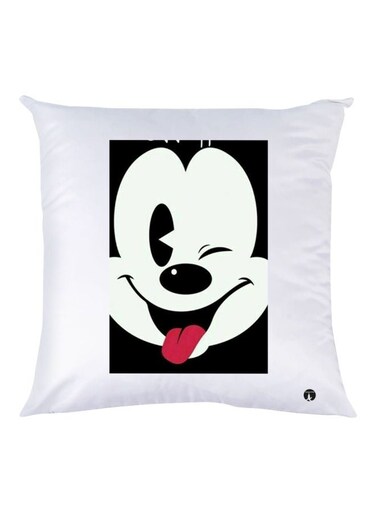 Mickey Mouse Printed Throw Pillow White/Black/Red 30x30cm