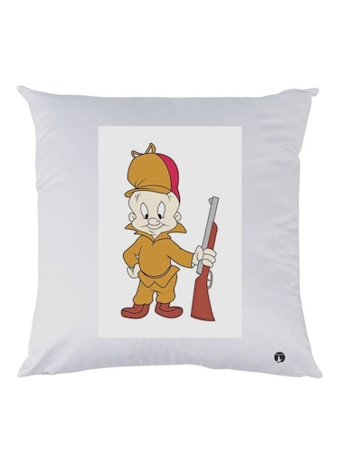 Cartoon Printed Throw Pillow White/Brown/Yellow 30x30cm