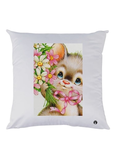 Decorative Printed Throw Pillow White/Brown/Green 30x30cm