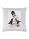 Fashionable Girl Printed Decorative Throw Pillow White/Black/Brown 30x30cm