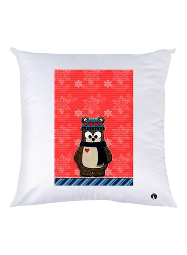 Cartoon Printed Throw Pillow White/Red/Brown 30x30cm
