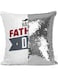 Happy Fathers Day Themed Sequin Decorative Throw Pillow White/Silver/Grey 40x40cm