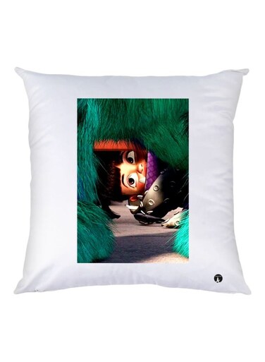 Cartoon Printed Throw Pillow White/Green/Purple 30x30cm