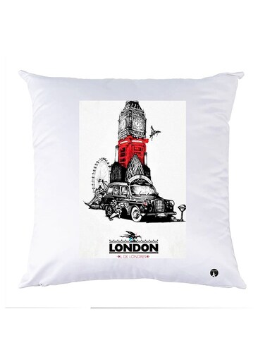 Printed Pillow Case Polyester White 30x30cm