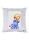 Cartoon Printed Throw Pillow White/Blue/Gold 30x30cm