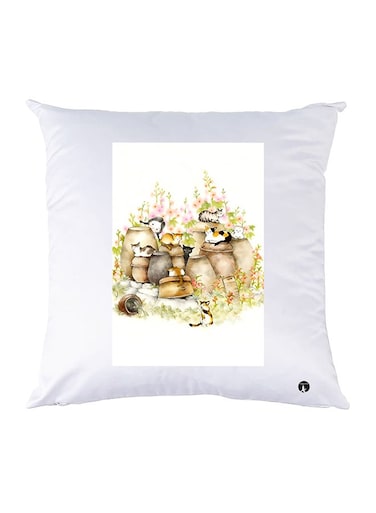 Printed Pillow Case Polyester White 30x30cm