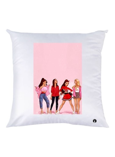 Girls Printed Decorative Throw Pillow White/Pink/Red 30x30cm
