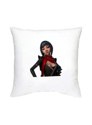 Fortnite Character Printed Decorative Pillow White/Black/Red 16x16inch
