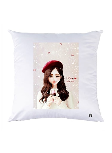 Printed Pillow Case polyester White 30x30cm
