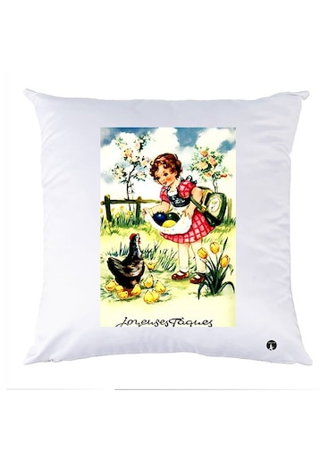 Printed Pillow Case polyester White 30x30cm
