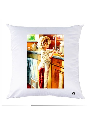 Printed Pillow polyester White 30x30cm