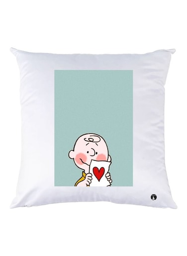 Cartoon Printed Throw Pillow White/Green/Beige 30x30cm