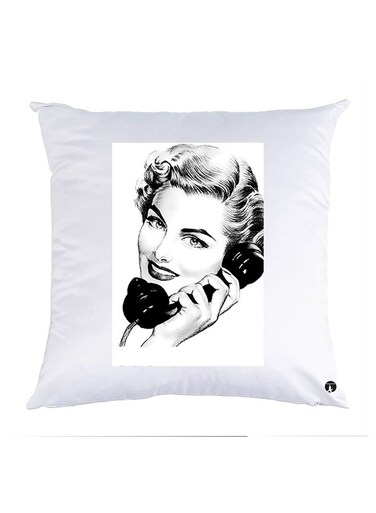 Printed Pillow Case Polyester White 30x30cm