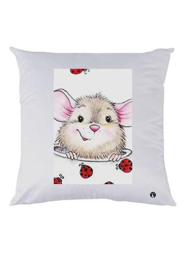 Cartoon Printed Throw Pillow White/Beige/Red 30x30cm