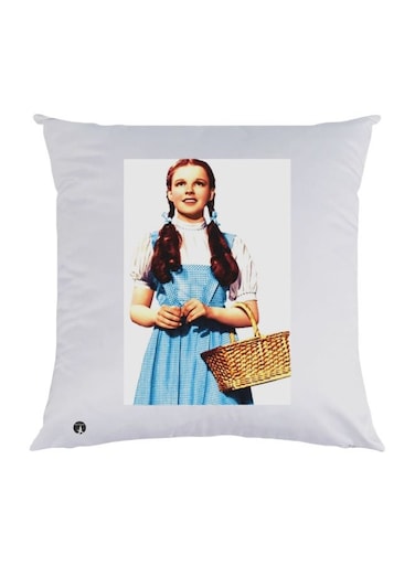 Girl Printed Decorative Throw Pillow White/Blue/Beige 30x30cm