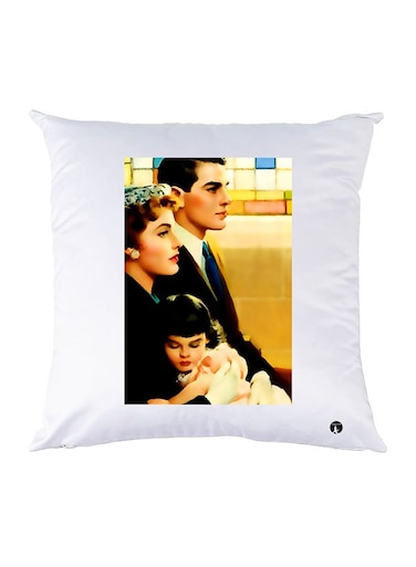 Printed Pillow Polyester White 30x30cm