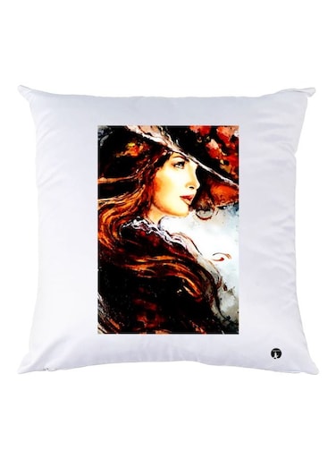 Printed Decorative Throw Pillow White/Brown/Yellow