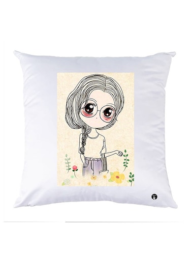 Printed Pillow Polyester White 30x30cm