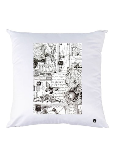 Envelope Printed Decorative Throw Pillow White/Black