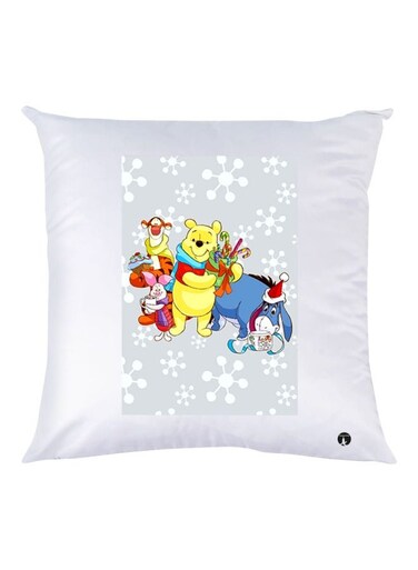 Cartoon Printed Decorative Throw Pillow White/Grey/Yellow 30x30cm