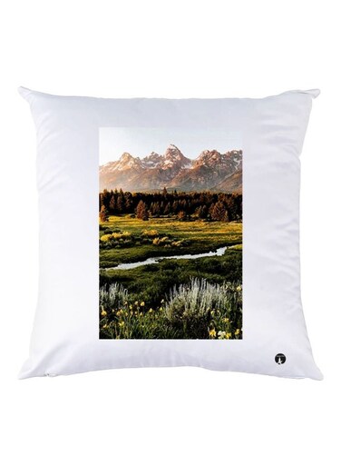 Nature Printed Throw Pillow White/Green/Brown 30x30cm