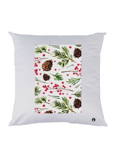 Printed Decorative Throw Pillow White/Green/Brown 30x30cm