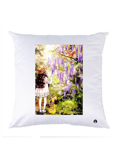 Printed Pillow Case Polyester White 30x30cm