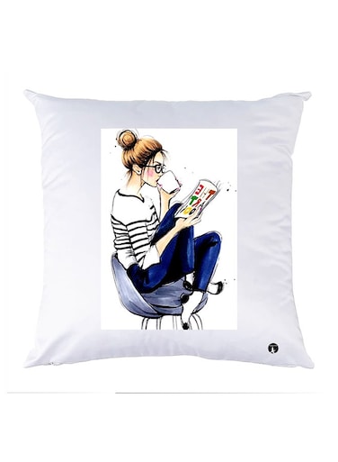 Printed Pillow polyester White 30x30cm