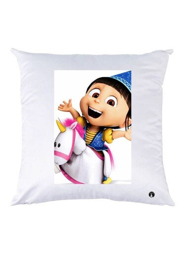 Cartoon Printed Throw Pillow White/Beige/Pink 30x30cm