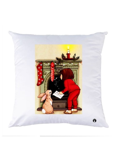 Printed Pillow Case Polyester White 30x30cm