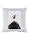 Girl Printed Decorative Throw Pillow White/Black/Brown 30x30cm