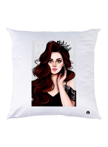 Girl Printed Throw Pillow polyester White/Black/Beige 30x30cm