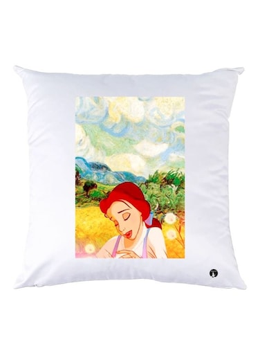 Cartoon Printed Throw Pillow White/Yellow/Green 30x30cm