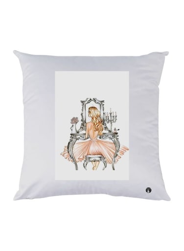 Printed Decorative Throw Pillow White/Pink/Grey 30x30cm
