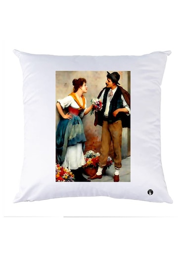 Printed Pillow polyester White 30x30cm
