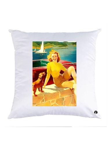 Printed Pillow polyester White 30x30cm