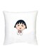 Chibi Maruko Chan Character Printed Decorative Pillow White/Beige/Blue 16x16inch