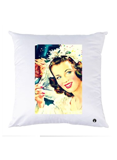 Printed Pillow Polyester White 30x30cm