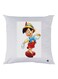 Pinocchio Printed Decorative Throw Pillow White/Gold/Red 30x30cm