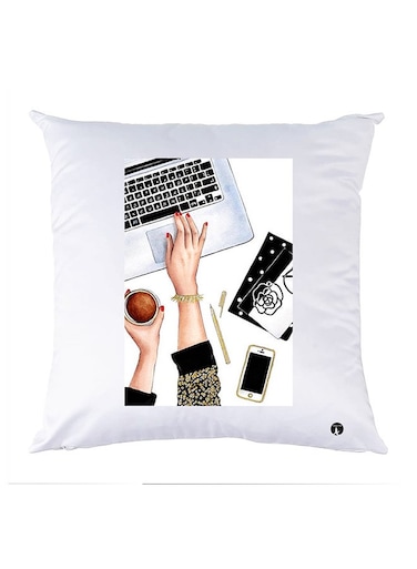 Printed Pillow polyester White 30x30cm