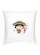 Chibi Maruko Chan Character Printed Decorative Pillow White/Beige/Red 16x16inch