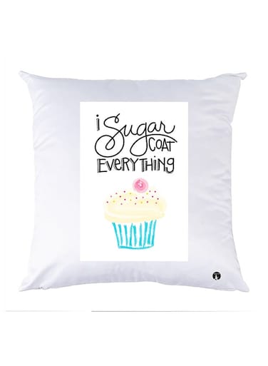 Printed Pillow Polyester White 30x30cm