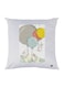 Cute Bunny With Balloons Printed Decorative Throw Pillow White/Grey/Yellow