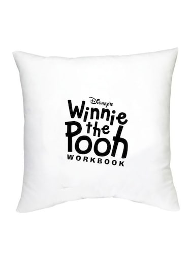 Winnie The Pooh Printed Decorative Pillow White/Black 16x16inch