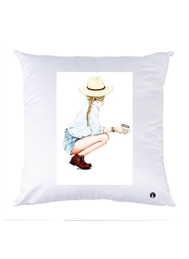 Printed Pillow Case polyester White 30x30cm