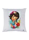 Cartoon Girl Printed Decorative Throw Pillow White/Blue/Red 30x30cm