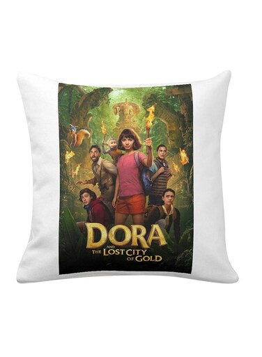 White Pillow With Printed Design Multicolour 40x40cm